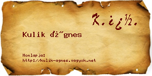 Kulik Ágnes névjegykártya
